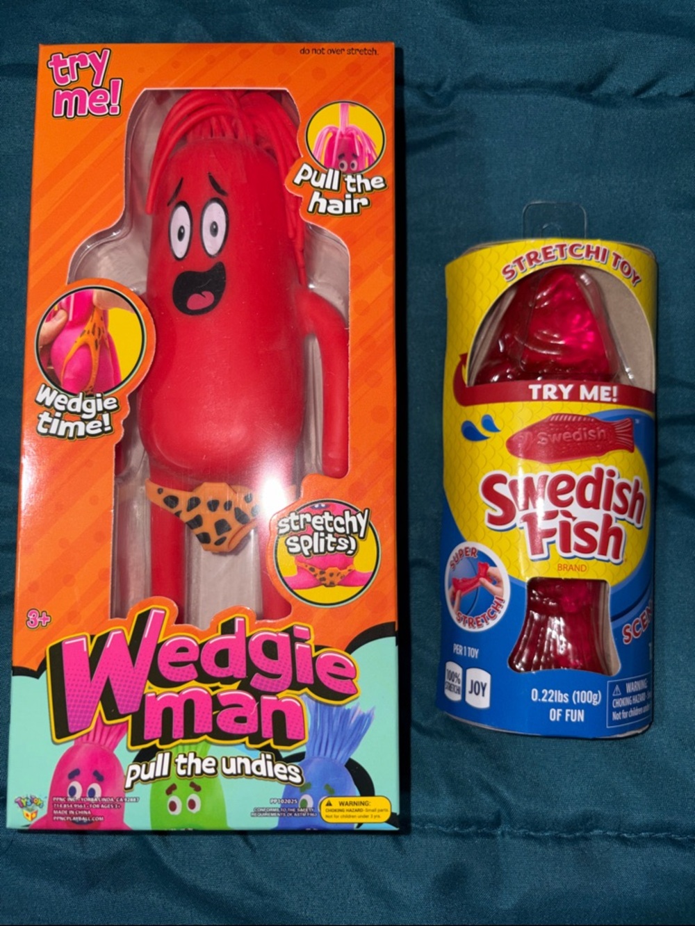 Wedgie Man Pull The Undies & Red Scented Swedish Fish Stretch Toy
